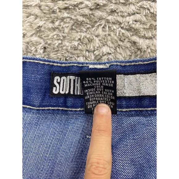 Vtg Southpole Jean Shorts Mens 36 Loose Baggy Embroidered Hip Hop Skater 90s Y2K - Picture 7 of 10